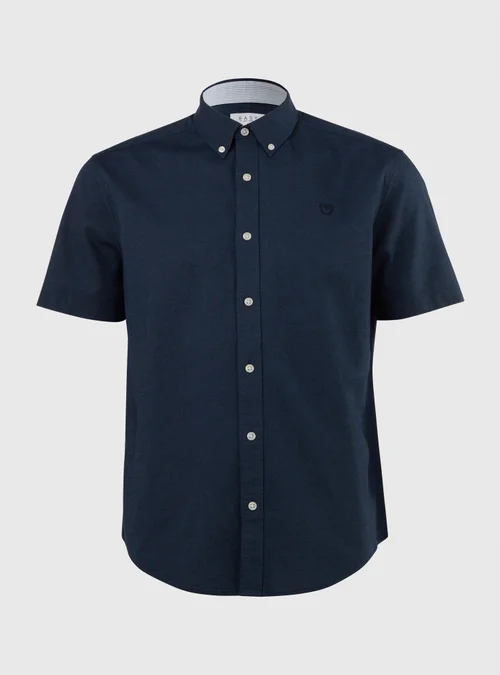 Navy Cross Dye Oxford Short Sleeve Shirt - Small Image 5