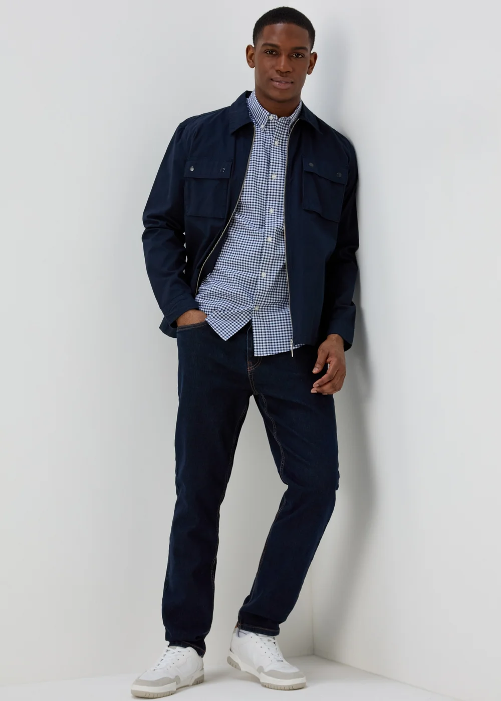 Blue Check Print Oxford Shirt - Small Image 4
