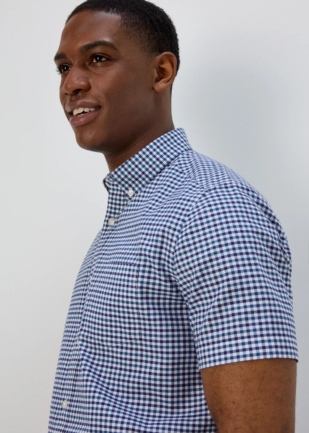Blue Check Print Oxford Shirt - Small Image 3
