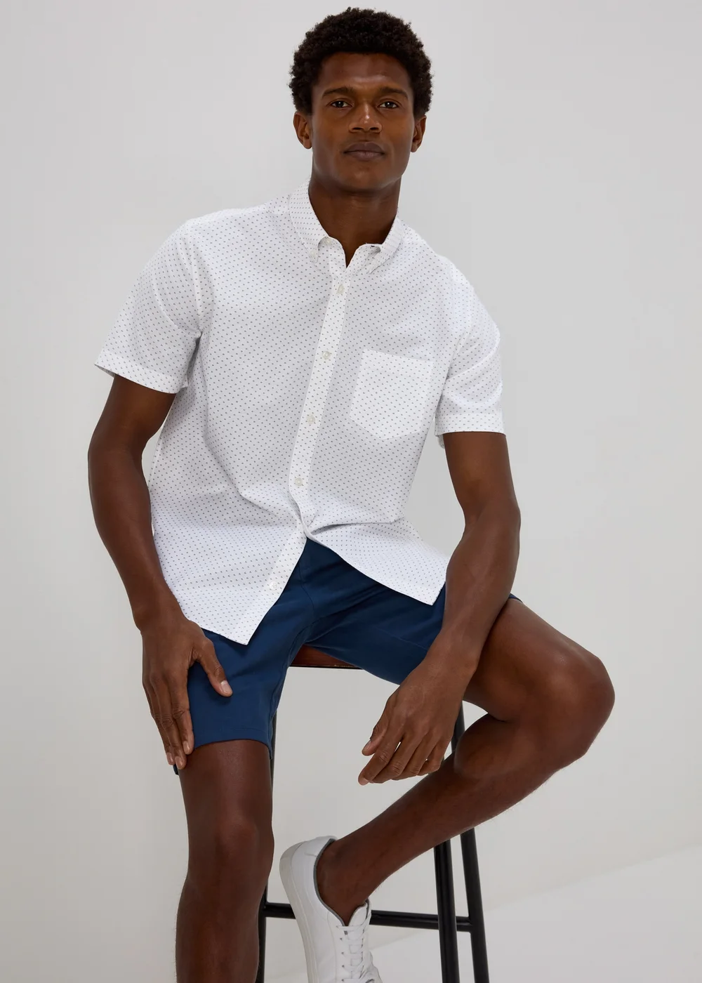 White Print Oxford Shirt - S Image 4