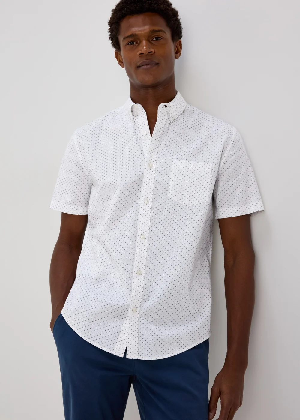 White Print Oxford Shirt - S Image 1