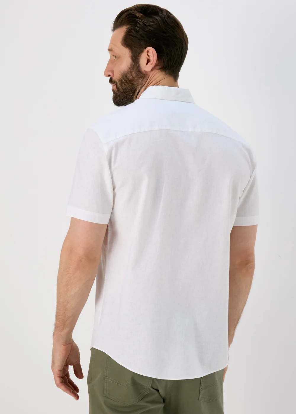 Lincoln White Short Sleeve Linen Shirt - Small Image 2