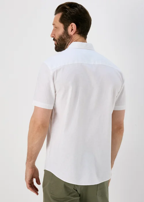 Lincoln White Short Sleeve Linen Shirt - Small Image 2
