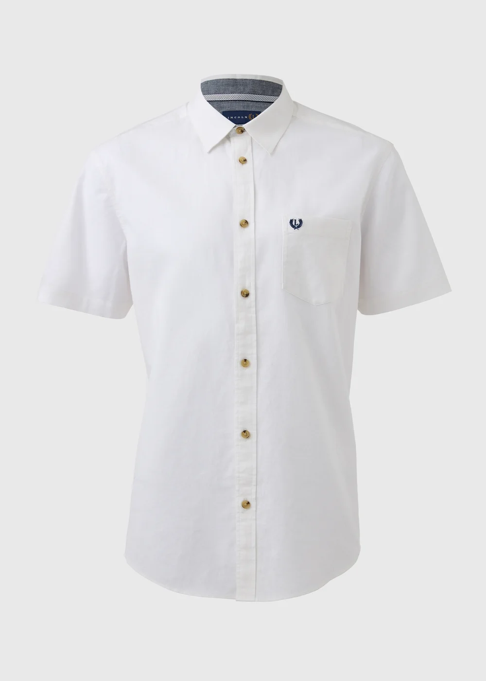 Lincoln White Short Sleeve Linen Shirt - Small Image 5