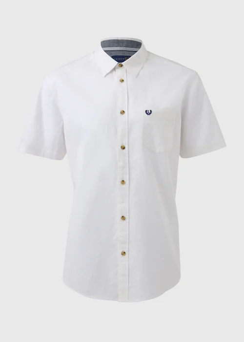 Lincoln White Short Sleeve Linen Shirt - Small Image 5