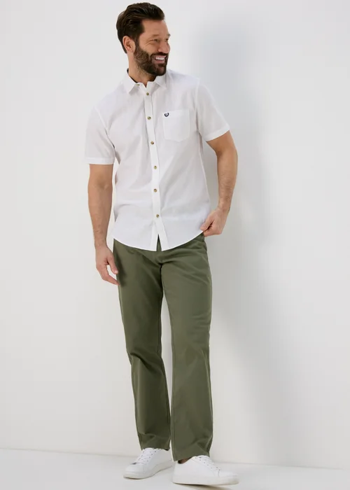 Lincoln White Short Sleeve Linen Shirt - Small Image 4