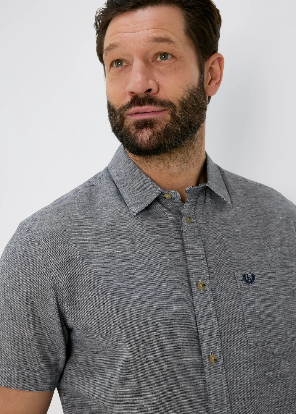 Lincoln Grey Short Sleeve Linen Shirt - S Image 3