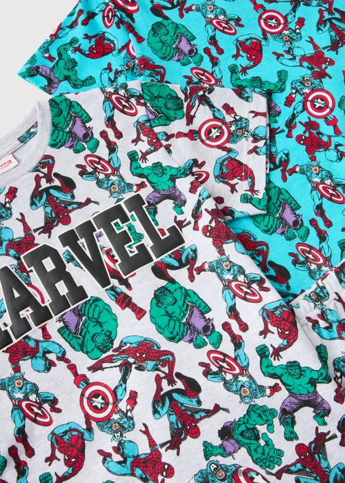 Marvel Kids 2 Pack Blue Avengers Pyjama Sets (3-12yrs) - Age 3 Years Image 2