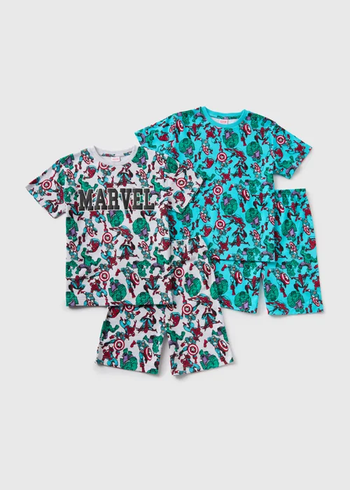 Marvel Kids 2 Pack Blue Avengers Pyjama Sets (3-12yrs) - Age 3 Years Image 1