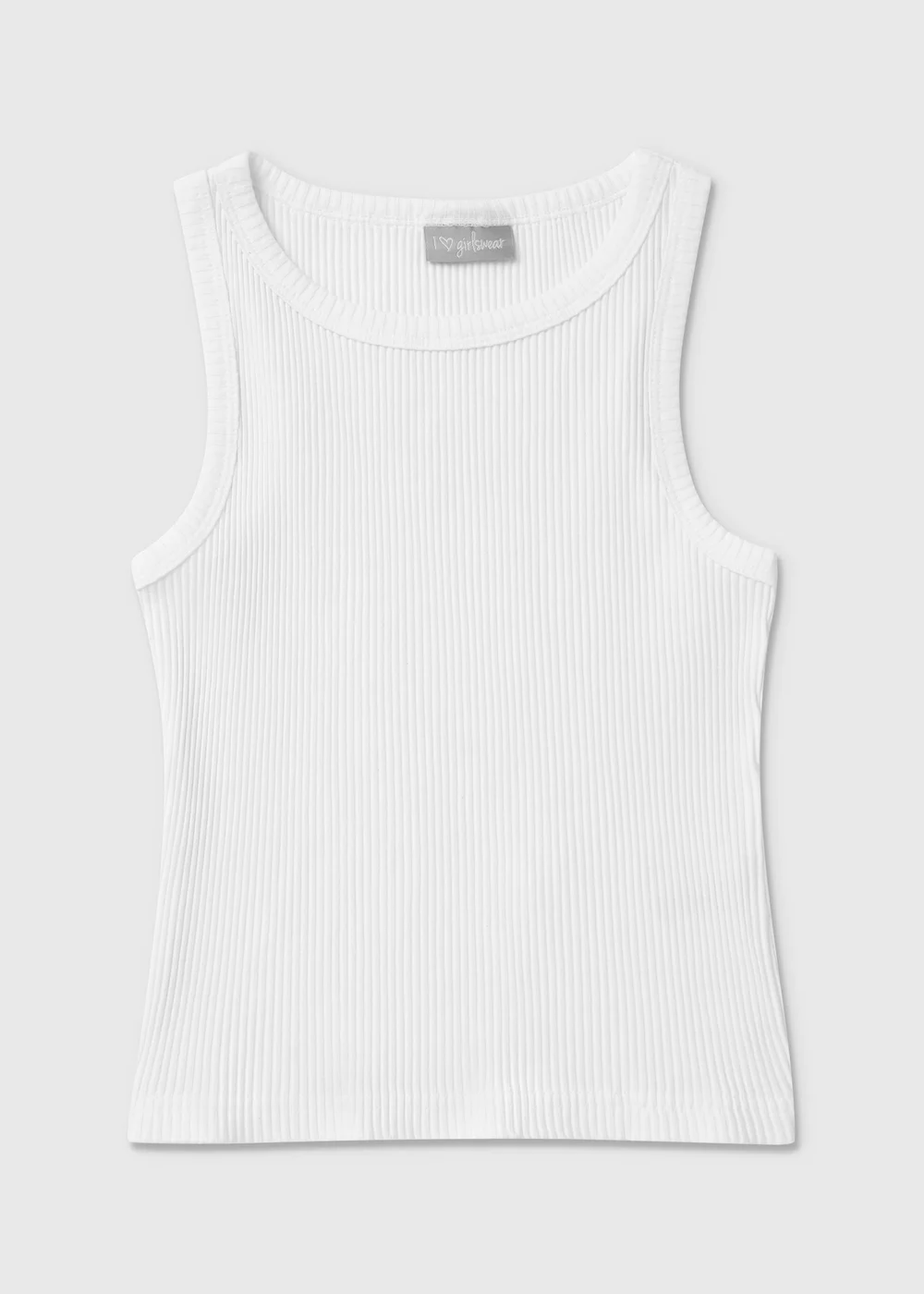 Girls White Ribbed Vest (7-15yrs) - 7 Yrs Image 1