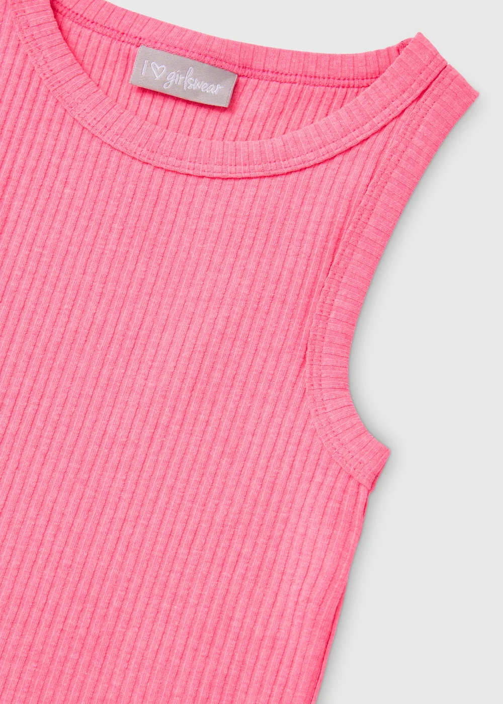 Girls Neon Pink Ribbed Vest (7-15yrs) - 7 Yrs Image 2