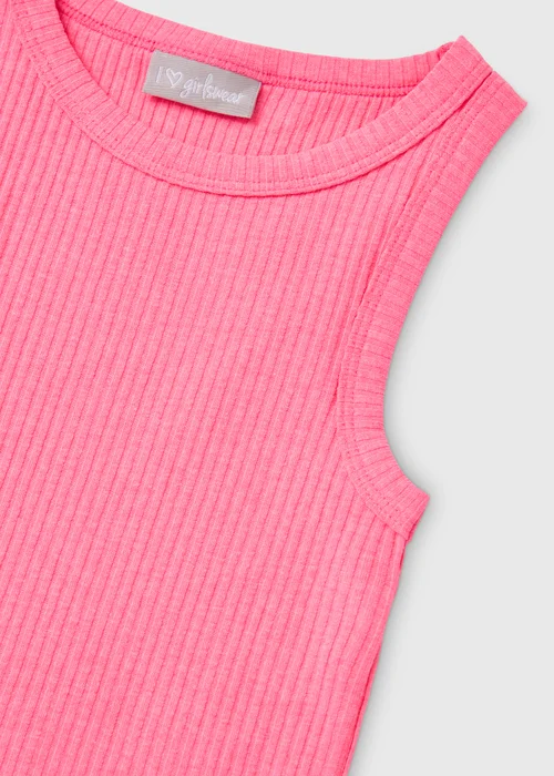 Girls Neon Pink Ribbed Vest (7-15yrs) - 7 Yrs Image 2