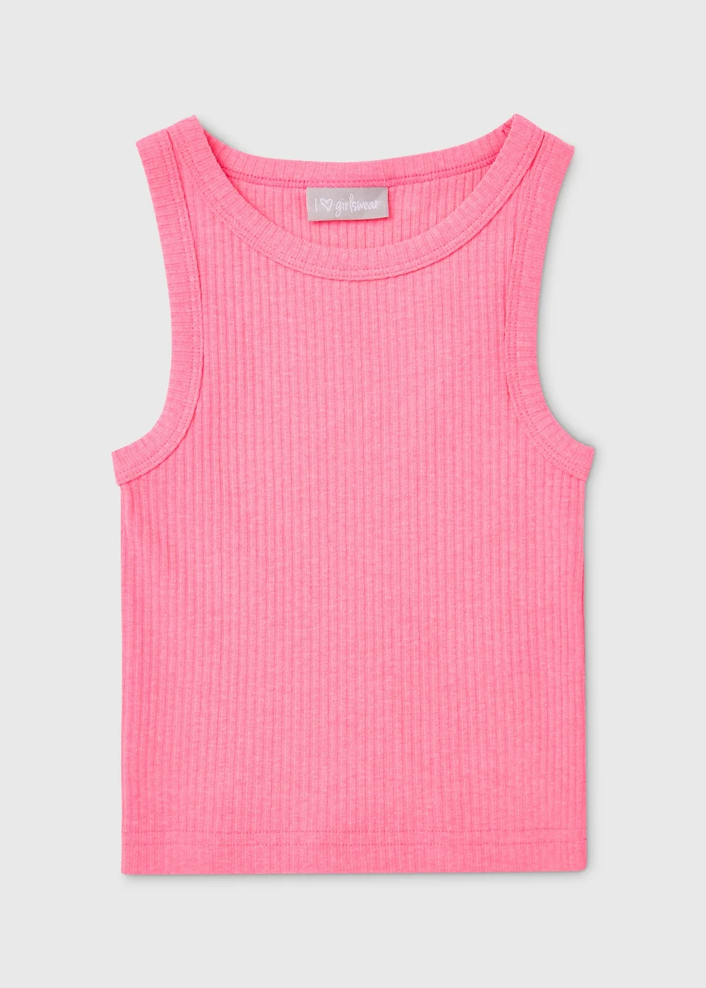 Girls Neon Pink Ribbed Vest (7-15yrs) - 7 Yrs Image 1