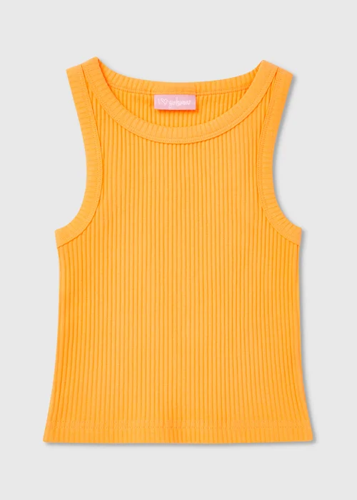 Girls Orange Ribbed Vest (7-15yrs) - 7 Yrs Image 1