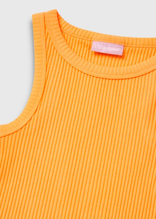 Girls Orange Ribbed Vest (7-15yrs) - 7 Yrs Image 2