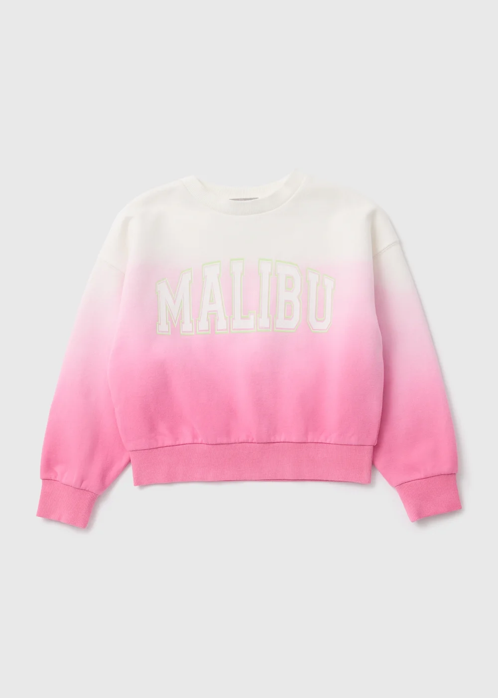 Girls Pink Ombre Malibu Slogan Sweatshirt (7-15yrs) - 7 Yrs Image 1