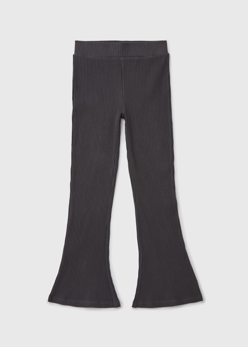Girls Charcoal Ribbed Flare Trousers (7-15yrs) - Age 10 Years Image 1
