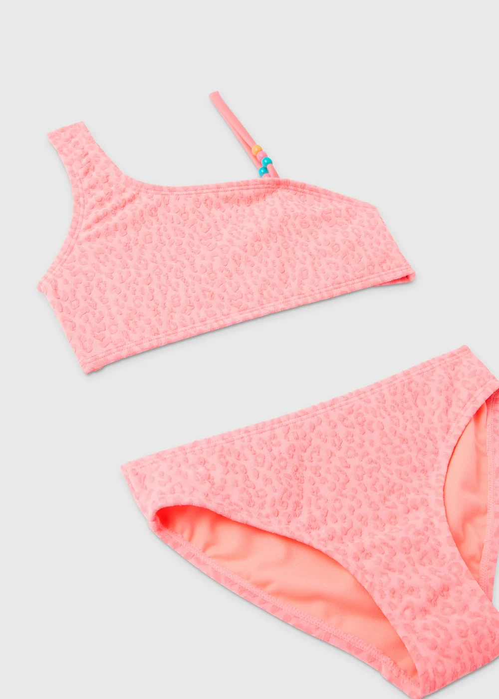Girls Pink Leopard Print Jacquard Bikini Set (6-15yrs) - 6-7 Yrs Image 2