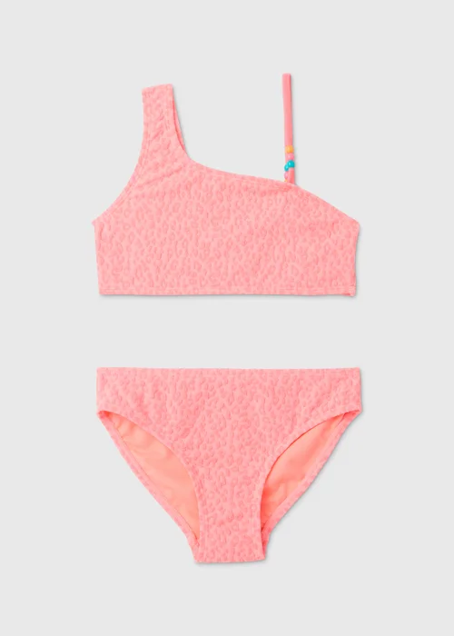 Girls Pink Leopard Print Jacquard Bikini Set (6-15yrs) - 6-7 Yrs Image 1