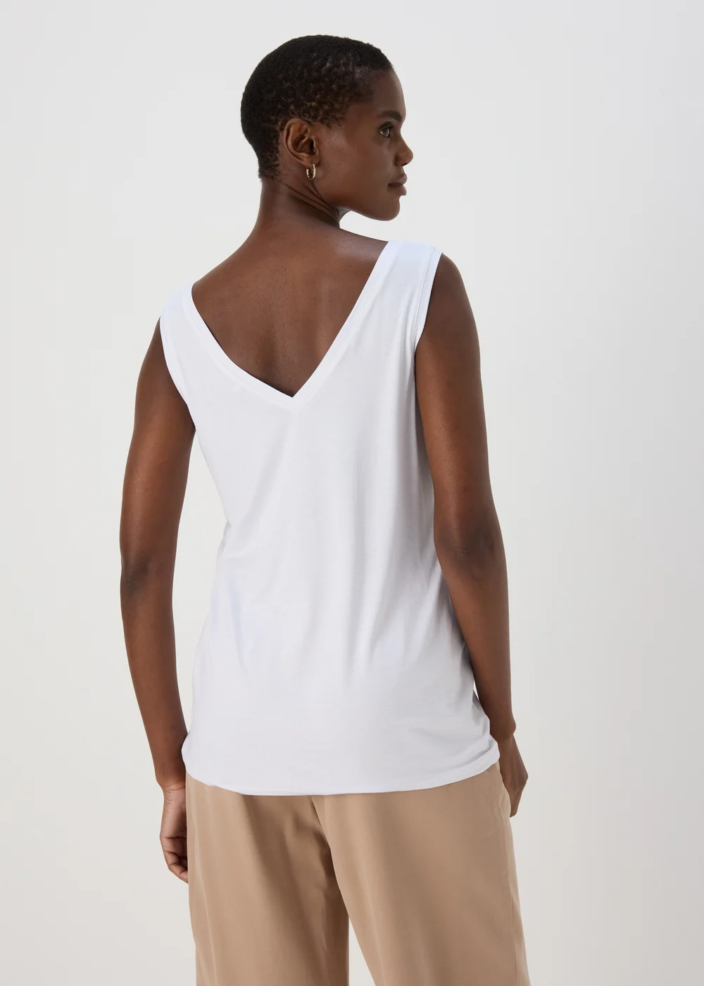 White V Neck Plain Vest - 8 Image 2