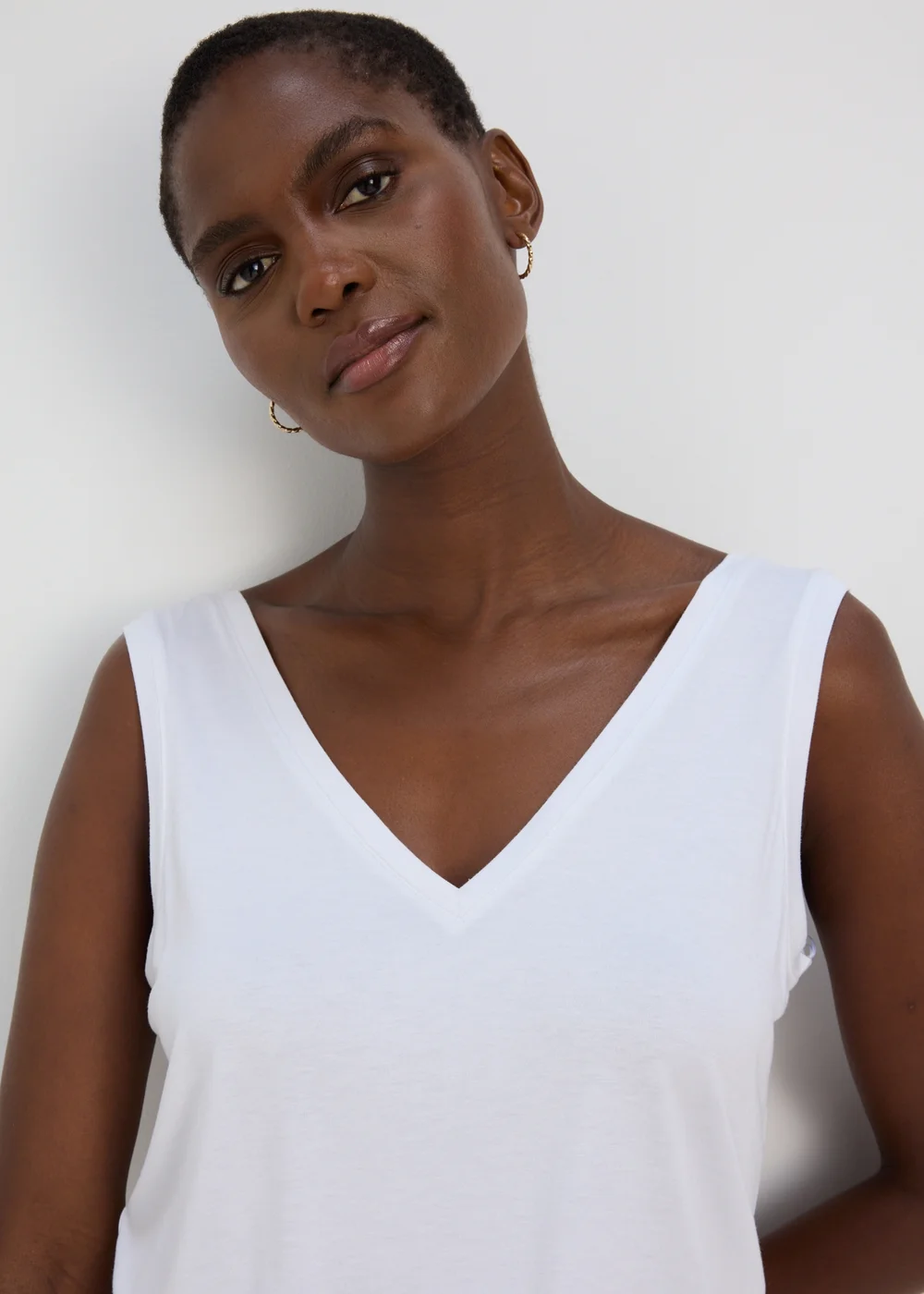 White V Neck Plain Vest - 8 Image 3