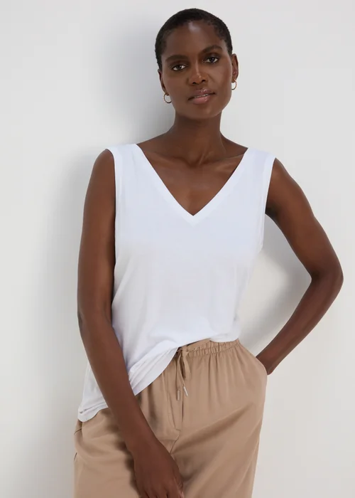 White V Neck Plain Vest - 8 Image 1