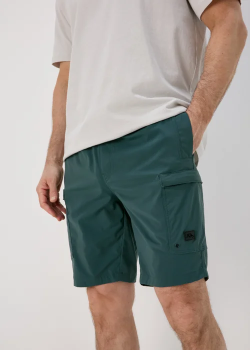 Teal Technical Drawcord Cargo Shorts - S Image 1