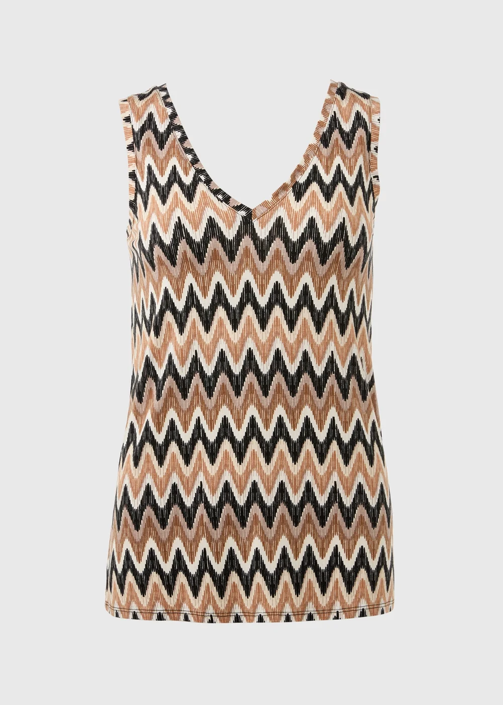 Beige Zig Zag Print Co Ord Vest - 8 Image 5