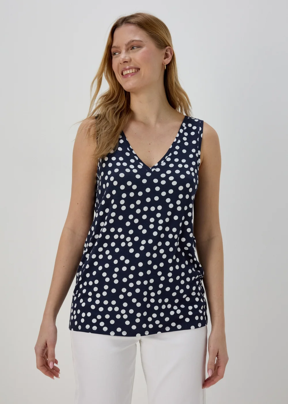 Navy Spot Print Co Ord Vest - 8 Image 1