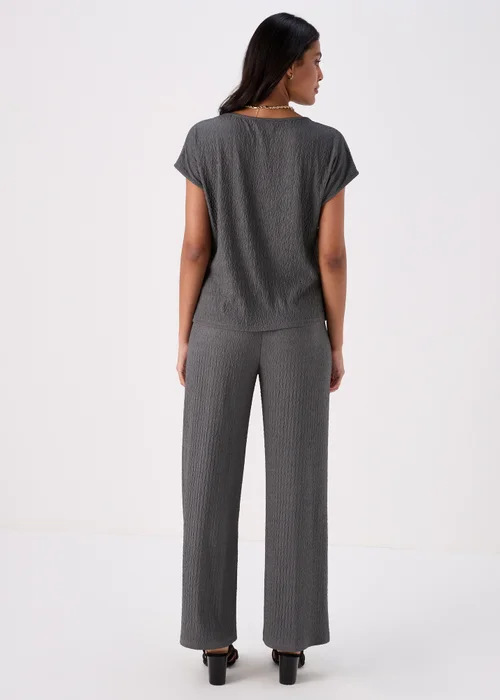 Grey Wide Leg Textured Co Ord Trousers - 8 Image 2