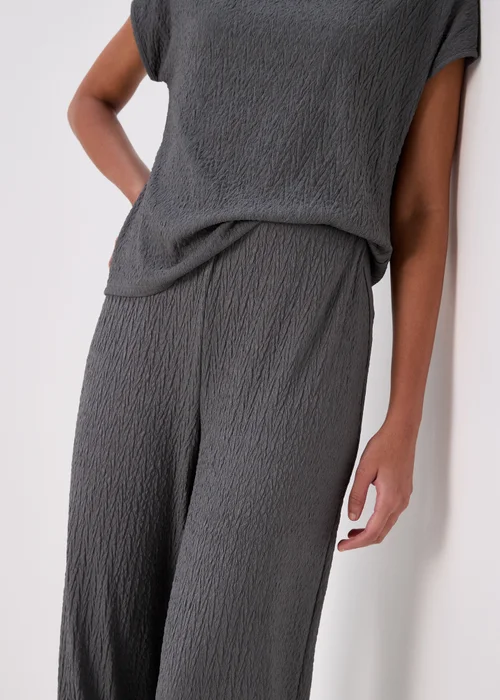 Grey Wide Leg Textured Co Ord Trousers - 8 Image 3