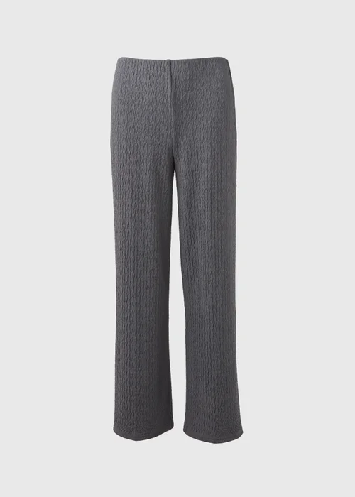 Grey Wide Leg Textured Co Ord Trousers - 8 Image 5