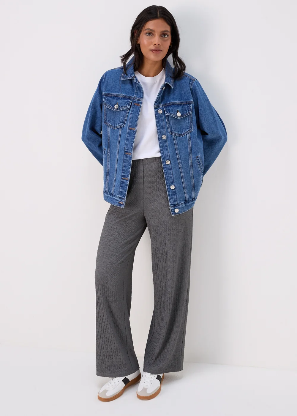 Grey Wide Leg Textured Co Ord Trousers - 8 Image 4