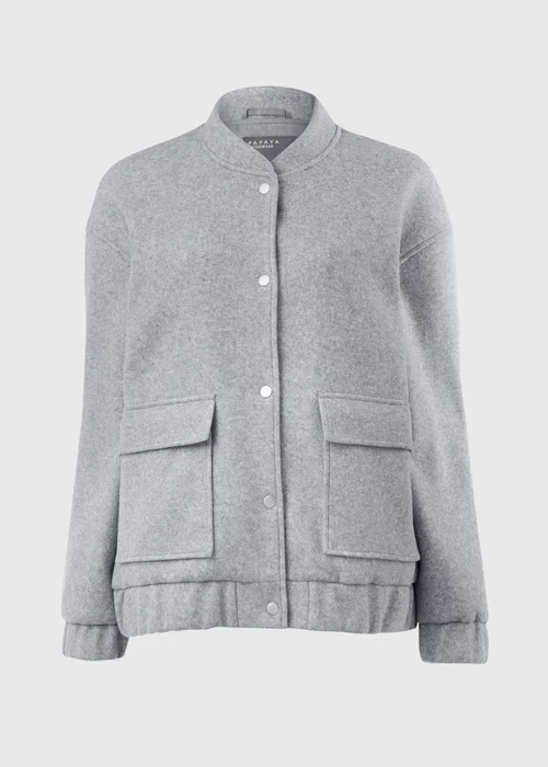 Grey Wool Touch Bomber Jacket - 8 Image 5