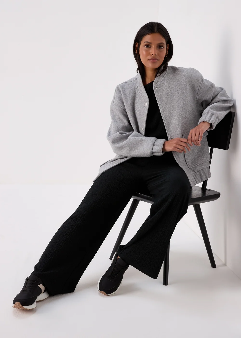 Grey Wool Touch Bomber Jacket - 8 Image 1