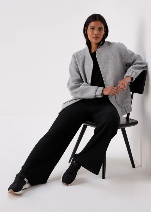 Grey Wool Touch Bomber Jacket - 8 Image 1