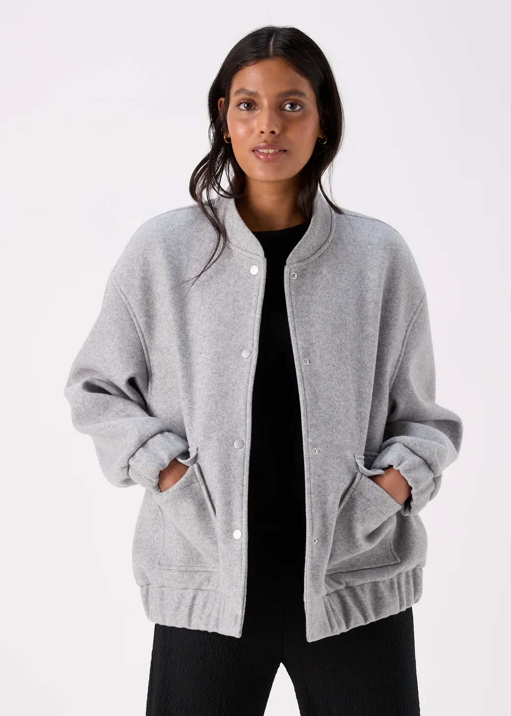 Grey Wool Touch Bomber Jacket - 8 Image 4