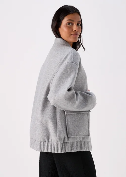 Grey Wool Touch Bomber Jacket - 8 Image 2