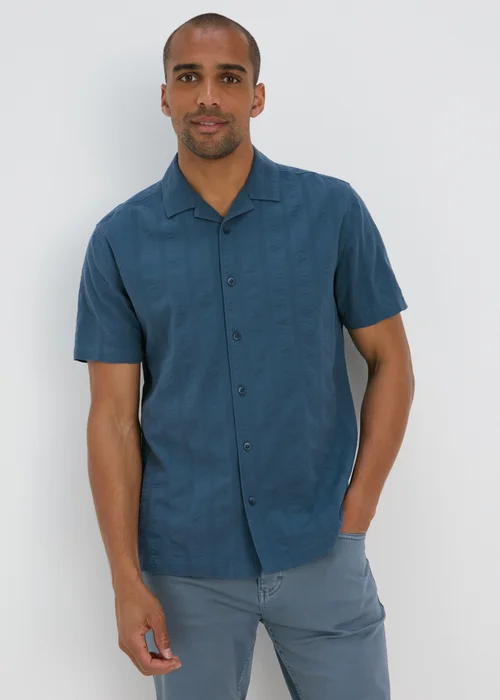 Blue Seersucker Shirt - S Image 1