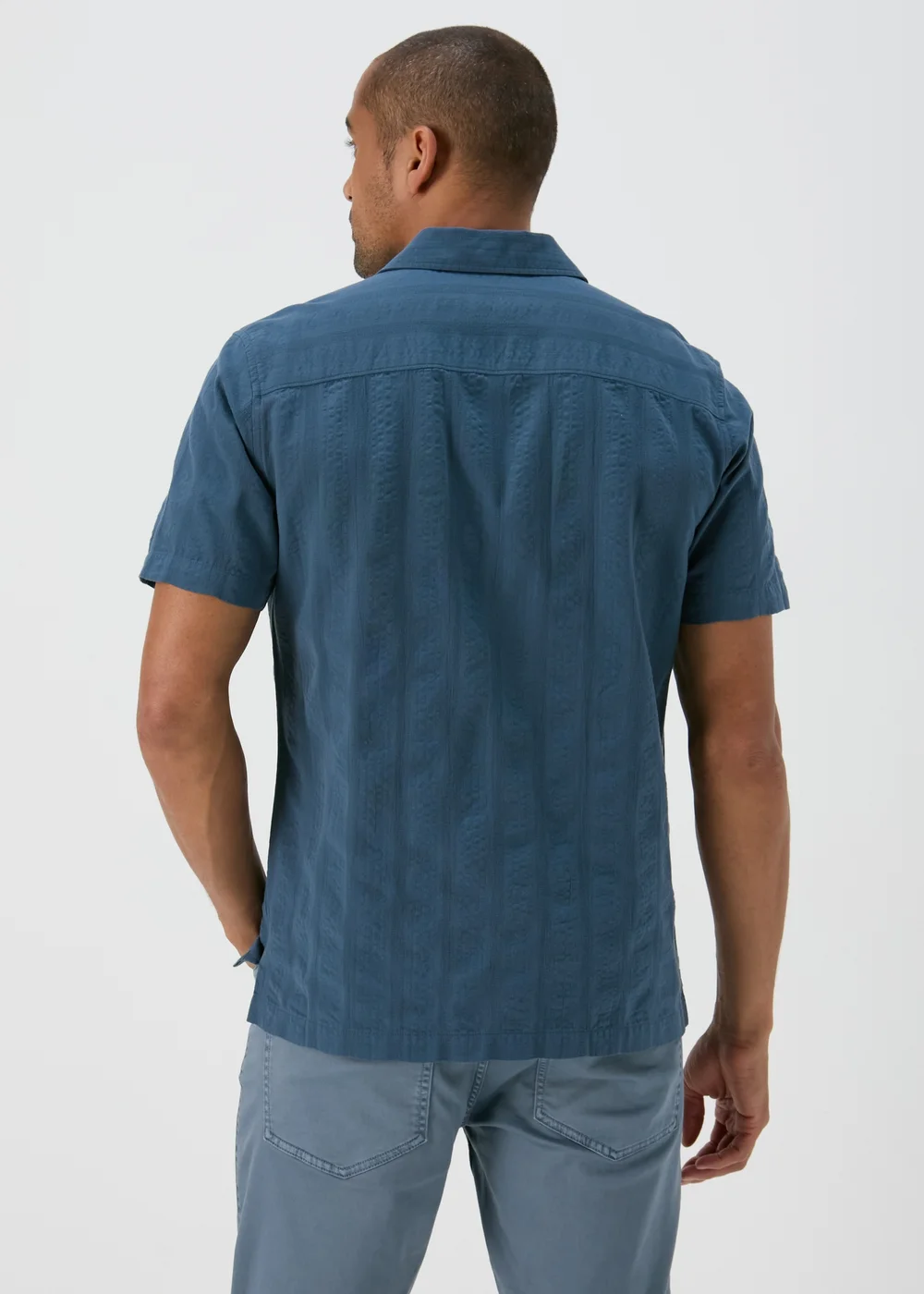 Blue Seersucker Shirt - S Image 2