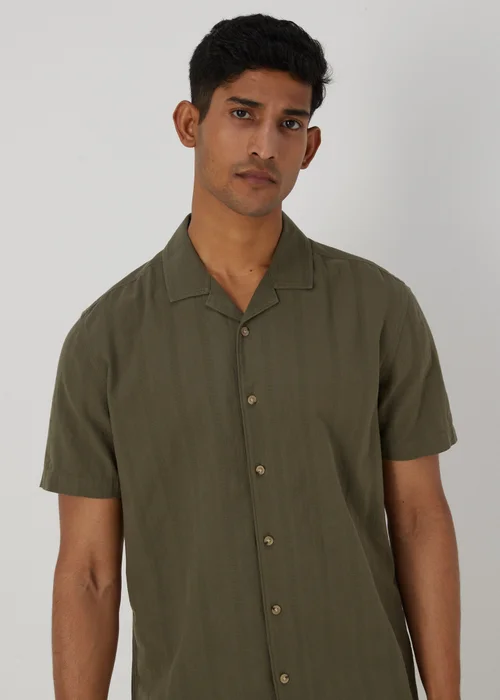 Khaki Seersucker Shirt - Small Image 1
