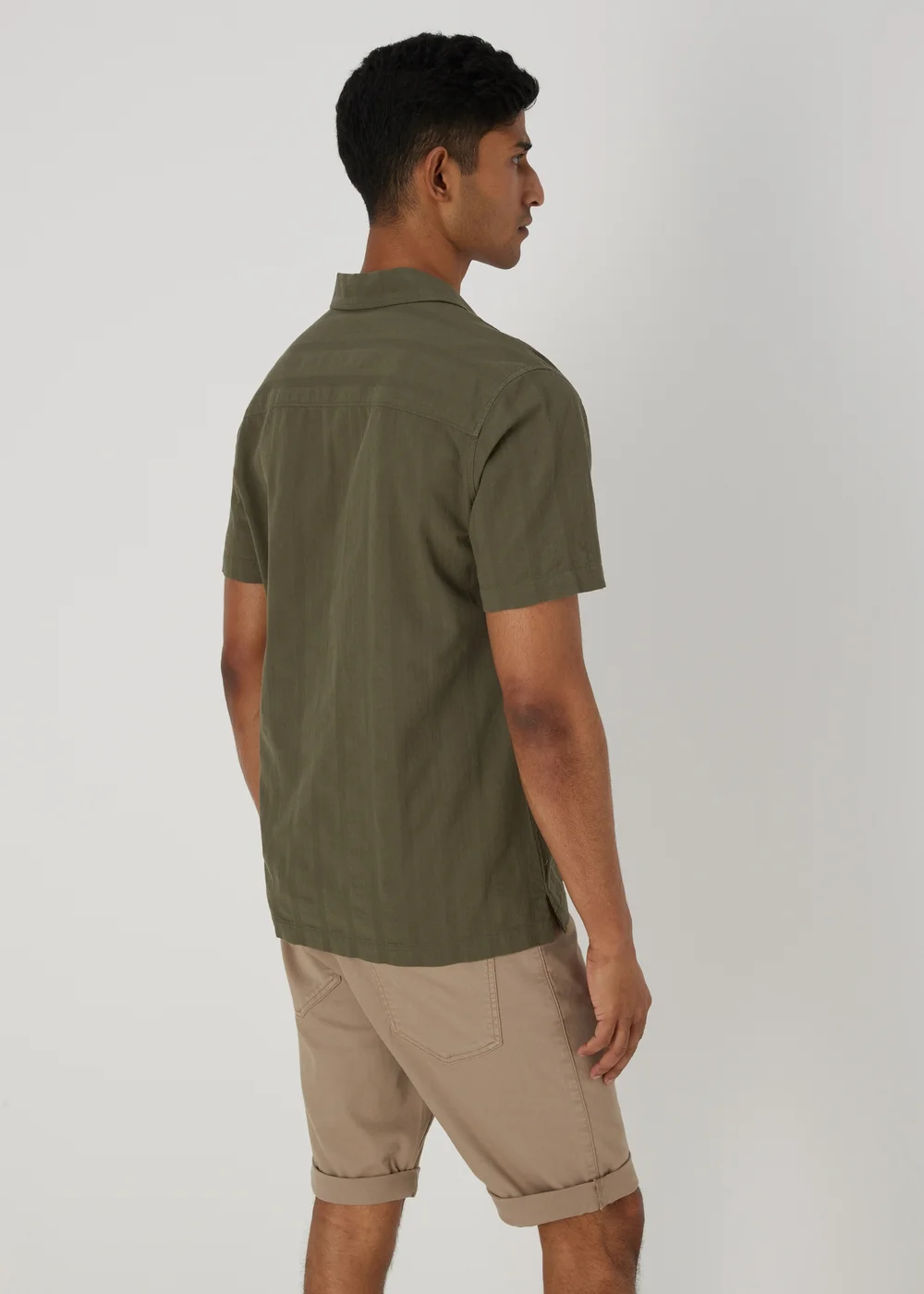 Khaki Seersucker Shirt - Small Image 2