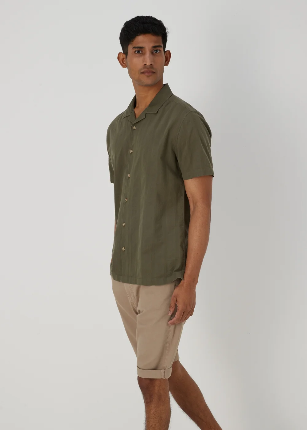 Khaki Seersucker Shirt - Small Image 3
