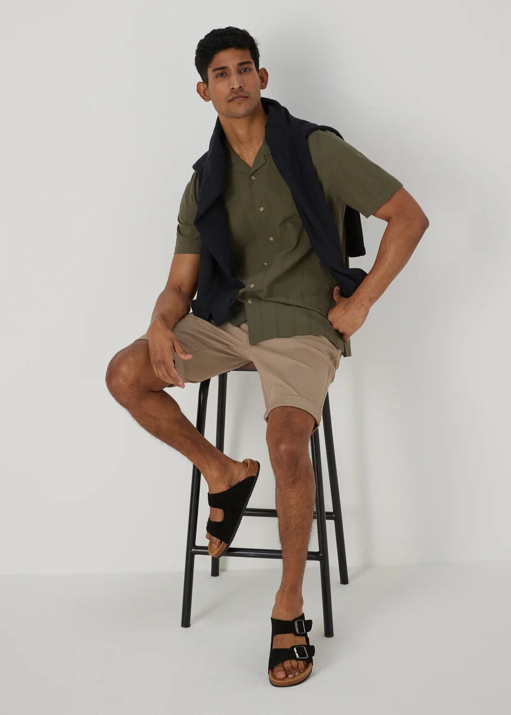 Khaki Seersucker Shirt - Small Image 4