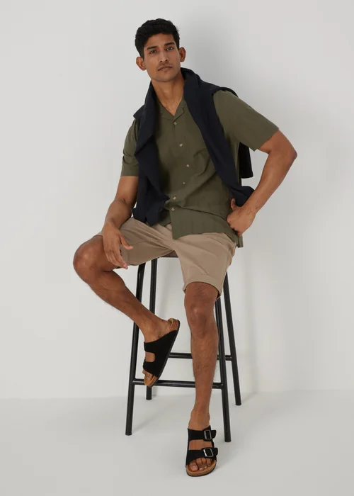Khaki Seersucker Shirt - Small Image 4