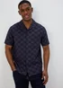 Blue Checkboard Texture Short Sleeve Shirt - Small Image 4
