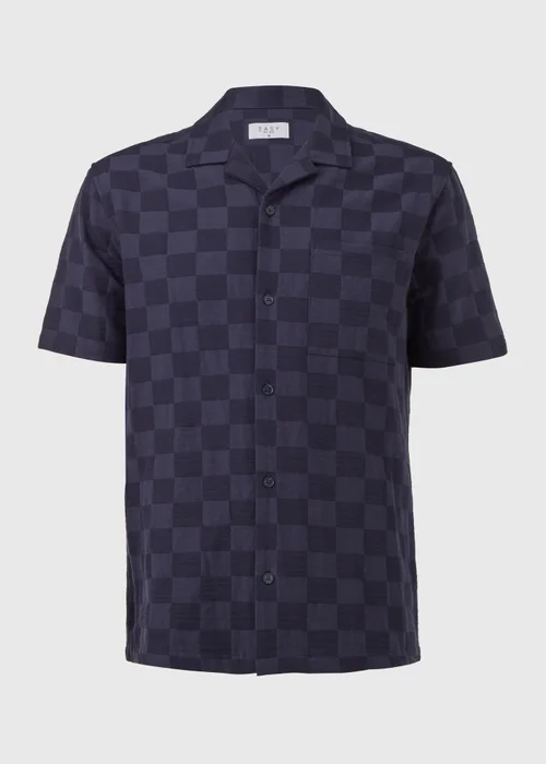 Blue Checkboard Texture Short Sleeve Shirt - Small Image 5