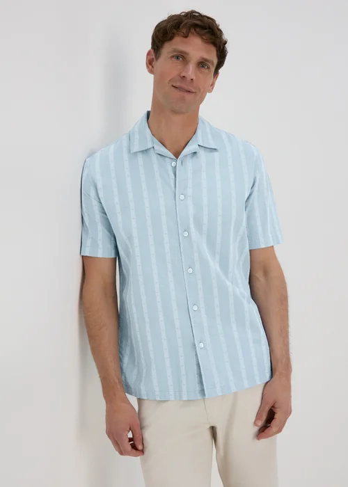 Blue Dobby Stripe Shirt - S Image 1