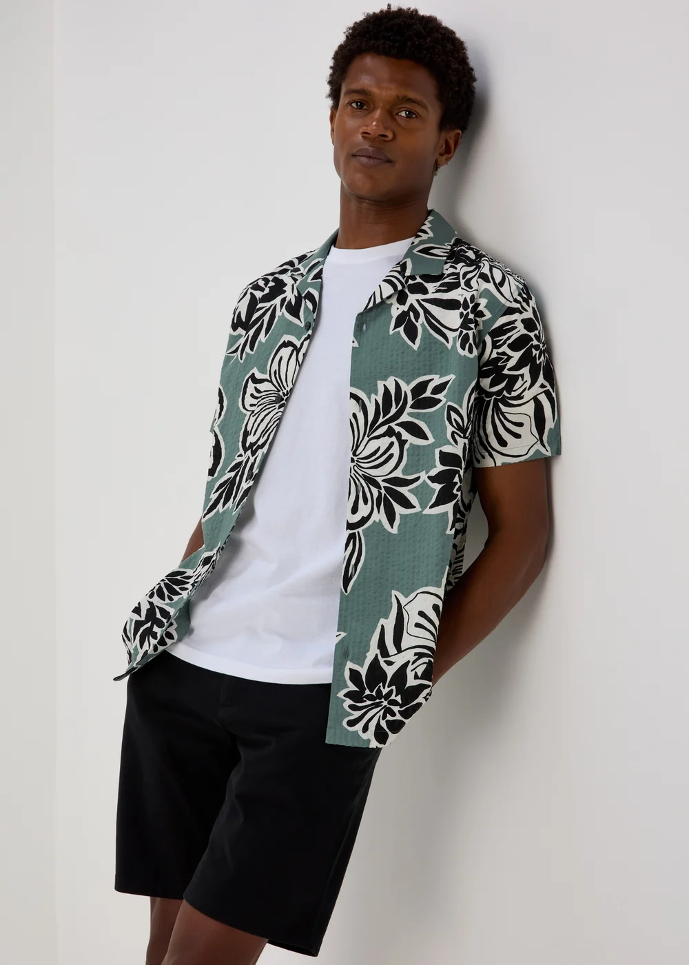 Khaki Oversized Leaf Shirt - Small Image 1