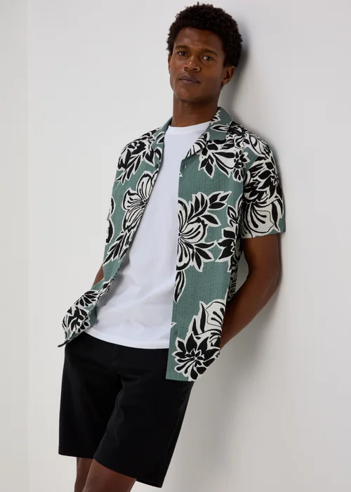 Khaki Oversized Leaf Shirt - Small Image 1